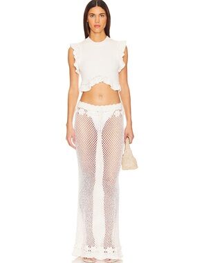 Zanea Ruffle Maxi Skirt in White
Tularosa crochet